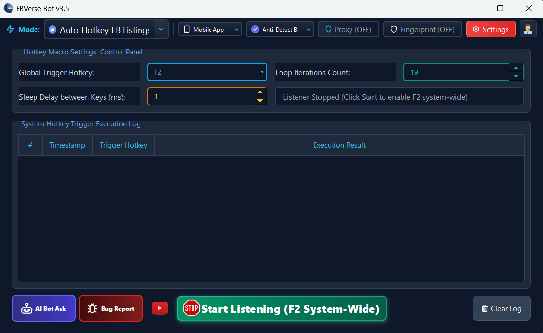 F2 Hotkey Instant Listing Renewal Screen